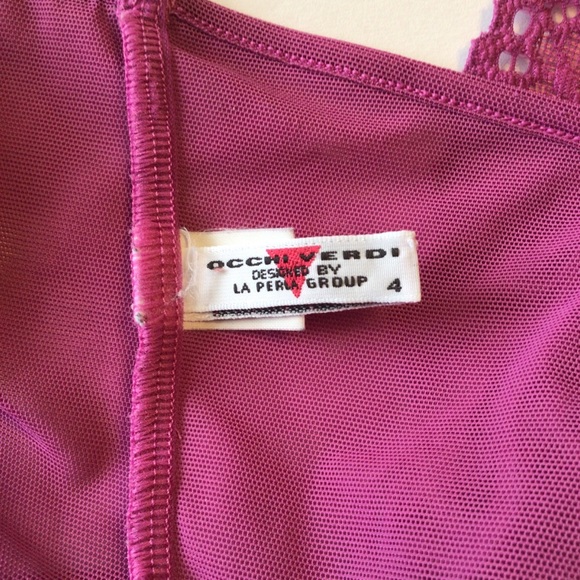 LA PERLA PURPLE LACE BABYDOLL LINGERIE SLIP SIZE 12 - Picture 4 of 16